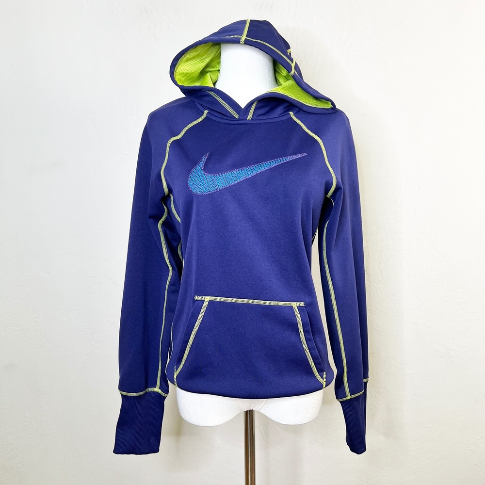 Nike Hoodie Pullover Therma-FIT Womens Size Small Purple Embroidered Swoosh